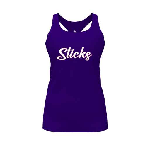 [FT0TRBPP-FYS-LOGO1] Decker Racerback Tank Top (Female Youth S, Purple, Logo 1)