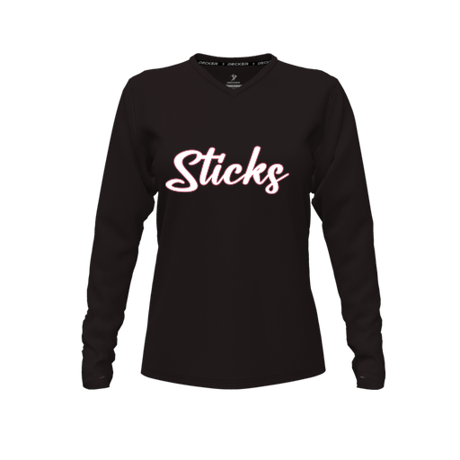 [FTLVPTBK-FYXS-LOGO1] Decker Performance T-Shirt (Female Youth XS, Black, V Neck, Logo 1, Long Sleeve)