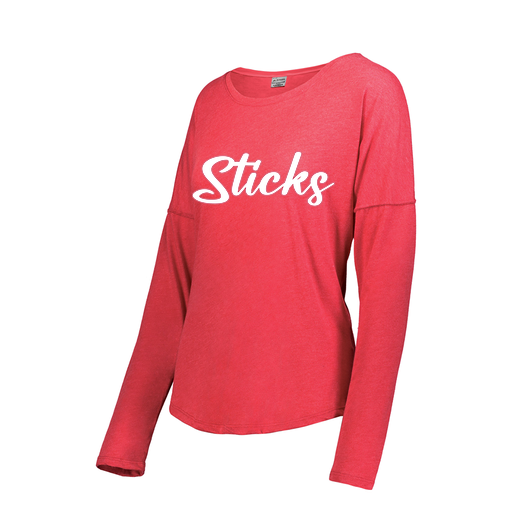 [FTLCUBRD-FAS-LOGO1] Decker Women's Tri-Blend T-Shirt - Long Sleeve (Female Adult S, Red, Logo 1)